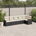 vidaXL Salon de jardin 6 Pièces avec coussins noir résine tressée
