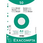 Paquet 50 Fiches Sous Film - Bristol Quadrillé 5x5 Perforé 210x297mm - Blanc - Exacompta