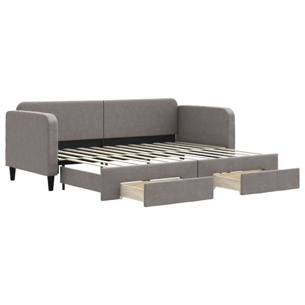 vidaXL Lit de jour avec gigogne et tiroirs taupe 80x200 cm tissu