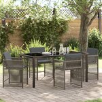 vidaXL Ensemble de repas jardin 5 pièces avec coussins Gris en rotin poly