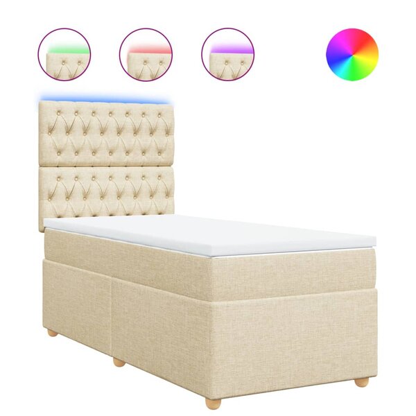 vidaXL Sommier à lattes de lit et matelas Crème 90x190 cm Tissu