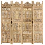 vidaXL Cloison de séparation 4 panneaux 160x165 cm Bois de manguier