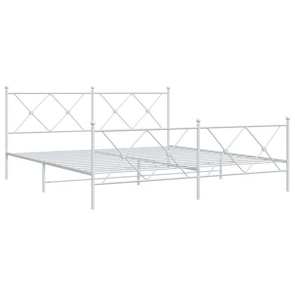 vidaXL Cadre de lit métal avec tête de lit/pied de lit blanc 180x200cm