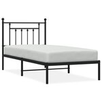 vidaXL Cadre de lit métal avec tête de lit noir 90x190 cm