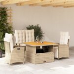 vidaXL Ensemble à manger de jardin coussins 4 Pièces beige résine tressée