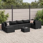 vidaXL Salon de jardin 8 Pièces avec coussins noir résine tressée