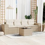 vidaXL Salon de jardin avec coussins 5 Pièces beige résine tressée