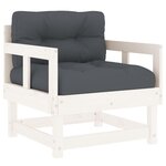 vidaXL Salon de jardin 7 Pièces avec coussins blanc bois massif