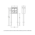 Bloc collectif Leabox 2x2  grade 3  simple face  extérieur  fixation sur pieds à sceller  gris poussière ral 7037 finition brillante