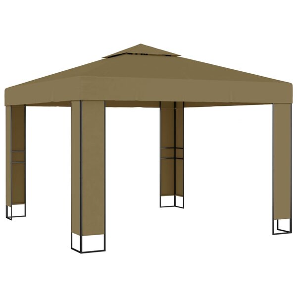 vidaXL Belvédère avec double toit 3x3x2 7 m Taupe 180 g/m²