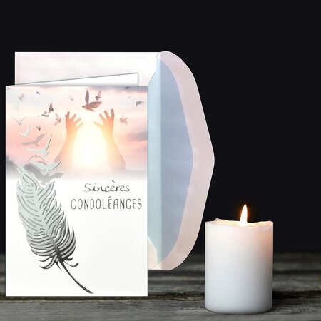 Carte de Condoléances  - Sincères Condoléances  avec enveloppe