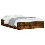vidaXL Cadre de lit à tiroirs chêne fumé 135x190 cm bois d'ingénierie