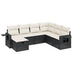 vidaXL Salon de jardin 7 Pièces avec coussins noir résine tressée