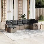 vidaXL Salon de jardin avec coussins 7 Pièces gris résine tressée