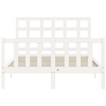 vidaXL Cadre de lit avec tête de lit blanc 140x190 cm bois massif