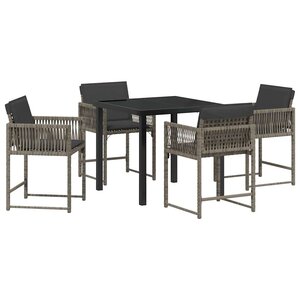 vidaXL Ensemble de salle à manger pour jardin 5 Pièces Gris polyrotin