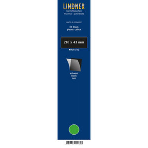 Bandes simple soudure 210 x 43 mm pour timbres-poste. Fond - Noir