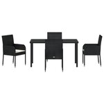 vidaXL Ensemble de Salle à Manger de Jardin de 5 Pièces avec Coussins en Poly Rattan Noir