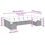 vidaXL Ensemble de Canapés de Jardin de 10 pièces avec Coussins Beige Rattan
