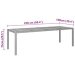 vidaXL Table de jardin gris 250x100x75 cm résine tressée/bois d'acacia