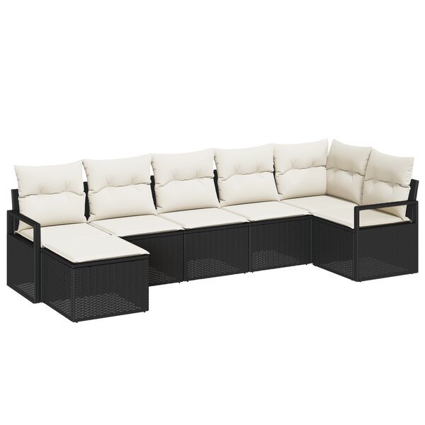 Ensemble de canapé de jardin vidaXL 7 pièces avec coussins noir poly rotin