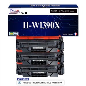 T3AZUR -3x Toners compatibles avec HP W1390X (139X) pour HP LaserJet Pro 3001dn 3001dw 3002dn 3002dw 3003dn 3003dw 3004dn 3004dw
