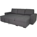 Canapé d'angle convertible réversible CATHY 3 places - Tissu Gris - 242 x 155 x 85 cm