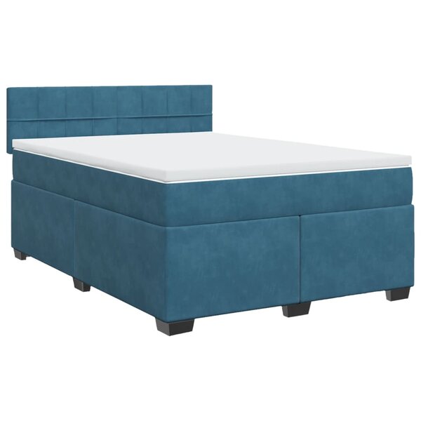 vidaXL Sommier à lattes de lit et matelas bleu 160x200 cm velours