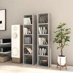 vidaXL Armoires à CD 2 Pièces Gris béton 21x16x93 5 cm Bois d'ingénierie