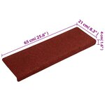 vidaXL Tapis de marches d'escalier 5 Pièces Bordeaux 65x21x4cm Aiguilleté