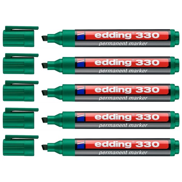 Marqueur Permanent 330 Vert Pointe Biseautée 1-5 mm x 5 EDDING