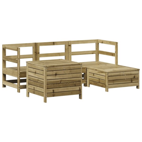 vidaXL Salon de jardin 5 Pièces bois de pin imprégné