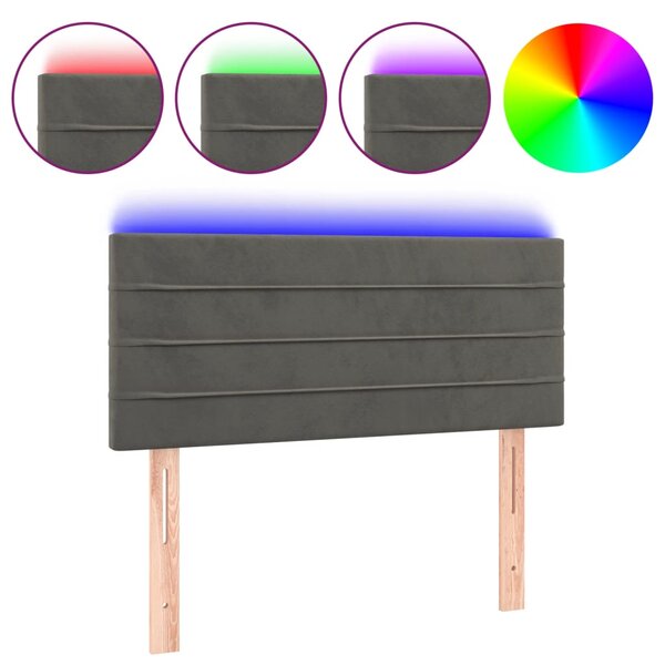vidaXL Tête de lit à LED Gris foncé 80x5x78/88 cm Velours