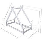 Lit tipi enfant TAHUKA 90 x 180 bleu clair