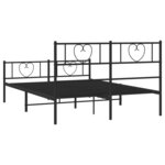 vidaXL Cadre de lit métal avec tête de lit/pied de lit noir 140x190 cm