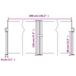 vidaXL Auvent latéral rétractable noir 120x600 cm