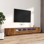 vidaXL Ensemble de meubles TV avec lumières LED 3 Pièces Chêne fumé