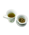 Tisanière fleurie porcelaine 250 ml + Trio tisanes festives - Soirées d'hiver Noël Orange Canelle