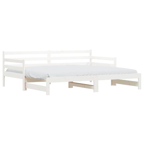 vidaXL Lit de jour avec lit gigogne blanc 90x200 cm bois de pin massif