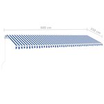 vidaXL Auvent manuel rétractable avec LED 600x350 cm Bleu et blanc