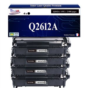 T3AZUR -4x Toners compatibles avec HP Q2612A (12A) pour HP LaserJet 3015 3020 3030 3050 3052 3055 M1005 M1005MFP M1300MFP M1319MFP