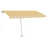 vidaXL Auvent manuel rétractable sur pied 400x300 cm Jaune et blanc