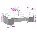 Ensemble de canapés de jardin 7 pièces avec coussins gris clair poly rotin