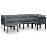 vidaXL Salon de jardin 6 Pièces noir et gris résine tressée