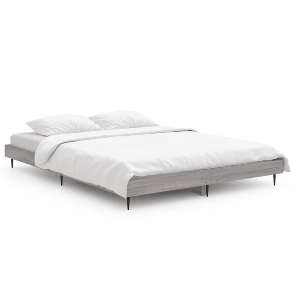vidaXL Cadre de lit sonoma gris 135x190 cm bois d'ingénierie