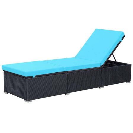 vidaXL Chaise longue avec coussin Résine tressée Noir