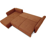 Canapé d'angle convertible réversible 3-4 places tissu Terracotta à coffre de rangement - 244 x 158 x Hauteur 95 cm