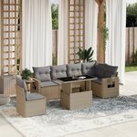 vidaXL Salon de jardin avec coussins 7 Pièces beige résine tressée