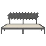 vidaXL Cadre de lit avec tête de lit gris 200x200 cm bois massif