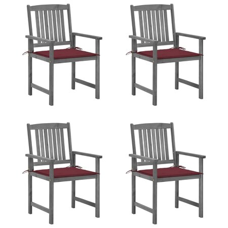 vidaXL Chaises de jardin avec coussins 4 Pièces Gris Bois d'acacia massif